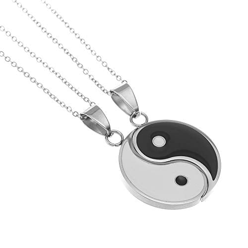 Yinyang BFF Couples Pendant Necklace Chain for Women Mens Personalized Matching Puzzle Diagrams Best Friend Necklaces