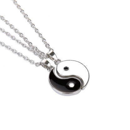 Yinyang BFF Couples Pendant Necklace Chain for Women Mens Personalized Matching Puzzle Diagrams Best Friend Necklaces