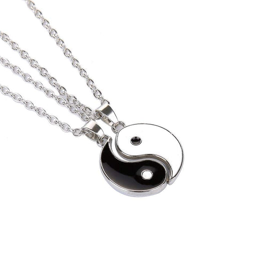 Yinyang BFF Couples Pendant Necklace Chain for Women Mens Personalized Matching Puzzle Diagrams Best Friend Necklaces