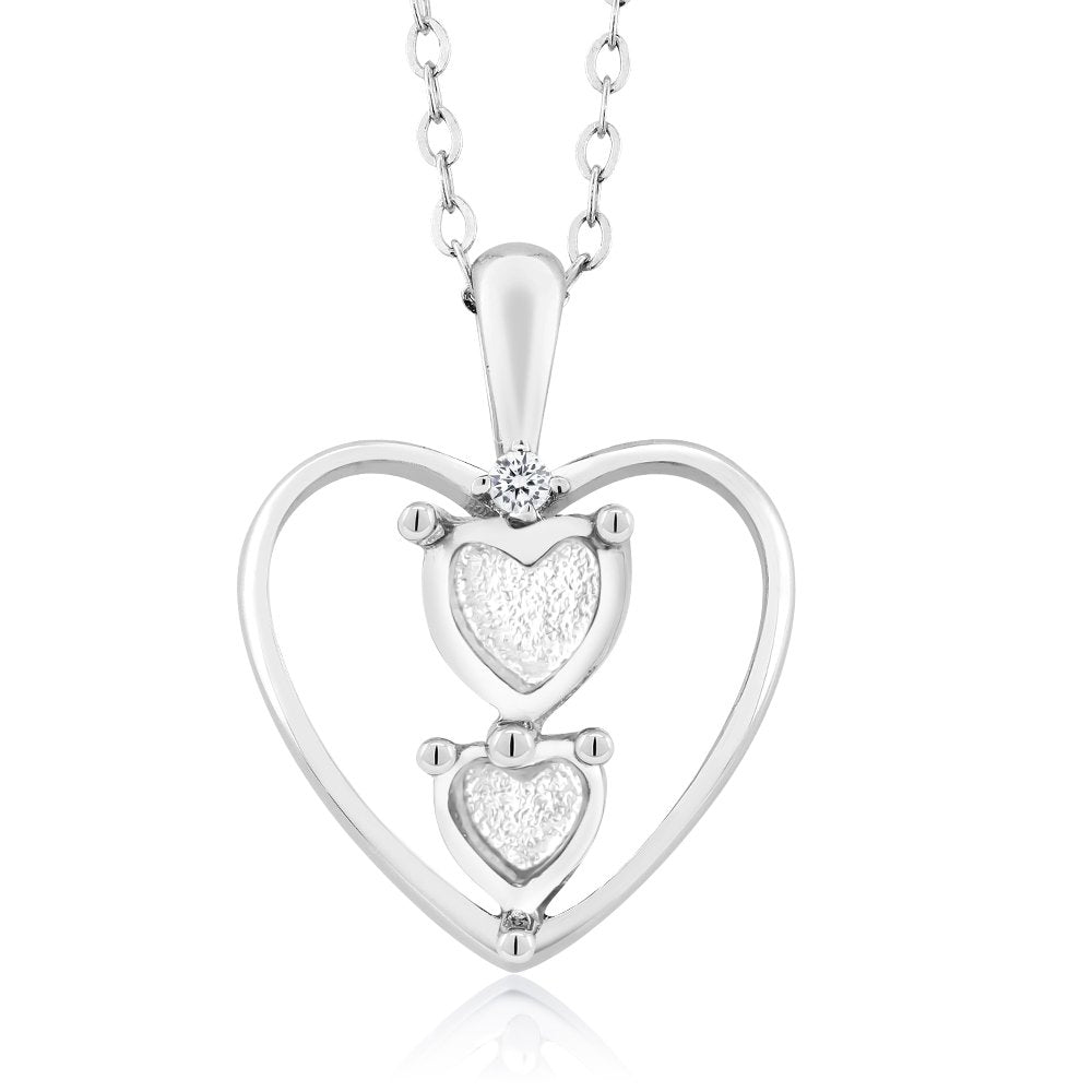 Gem Stone King 925 Sterling Silver Customized and Personalized Gemstone Birthstone and Lab Grown Diamond Love Mothers Heart Shape Pendant Necklace For Women with 18 Inch Silver Chain