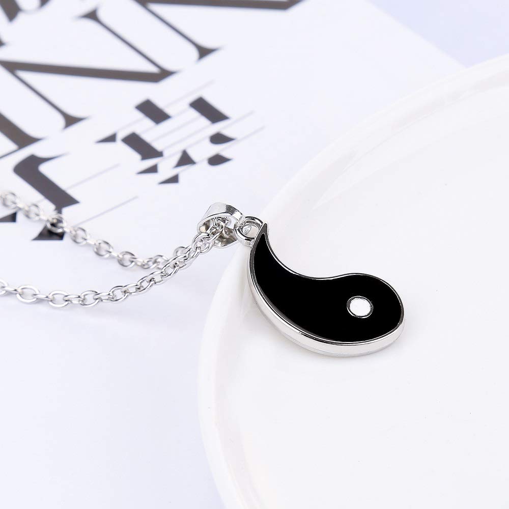 Yinyang BFF Couples Pendant Necklace Chain for Women Mens Personalized Matching Puzzle Diagrams Best Friend Necklaces