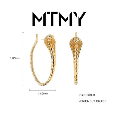 MTMY Gold Snake Hoop Huggie Earrings for Women 14K Gold Plated Dainty Snake Shaped Charm Huggie Hoop Earrings Small Tiny Minimalist Handmade Hypoallergenic Jewelry