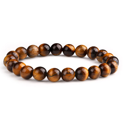 Crystal Vibe 8mm Beads Tiger Eye Bracelet for Women Men - Tiger Eye Crystal Bracelet for Spiritual Healing Positive Energy