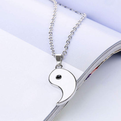 Yinyang BFF Couples Pendant Necklace Chain for Women Mens Personalized Matching Puzzle Diagrams Best Friend Necklaces