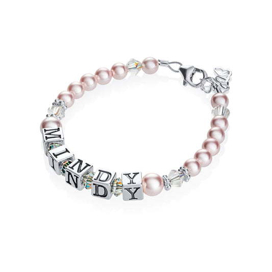 Custom Baby Bracelets with Name for Infant Girls | Sterling Silver with European Crystals | Personalized Baby Birthday Gifts for Boys and Girls | Baby Jewelry for Girls, Teens, and Adults