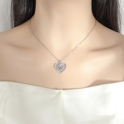 Yaumatea Always and Forever Double Heart Necklace for Women, I Love You Necklace with Cubic Zirconia, Birthstone Available, Romantic Jewelry Gift for Wife, Mom, Daughter, Girlfriend, Perfect for Mother's Day, Anniversary, Birthday, Valentine's Day (Apr 04